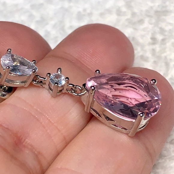 🦋 pretty drop earring gorgeous CZ ZIRCON women wedding anniversary Pear - Picture 6 of 13